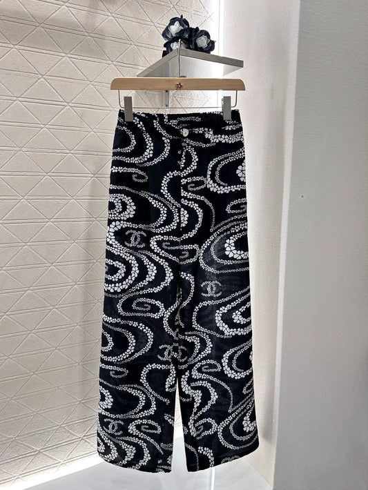 C 25Ss early spring new print wide-leg trousers