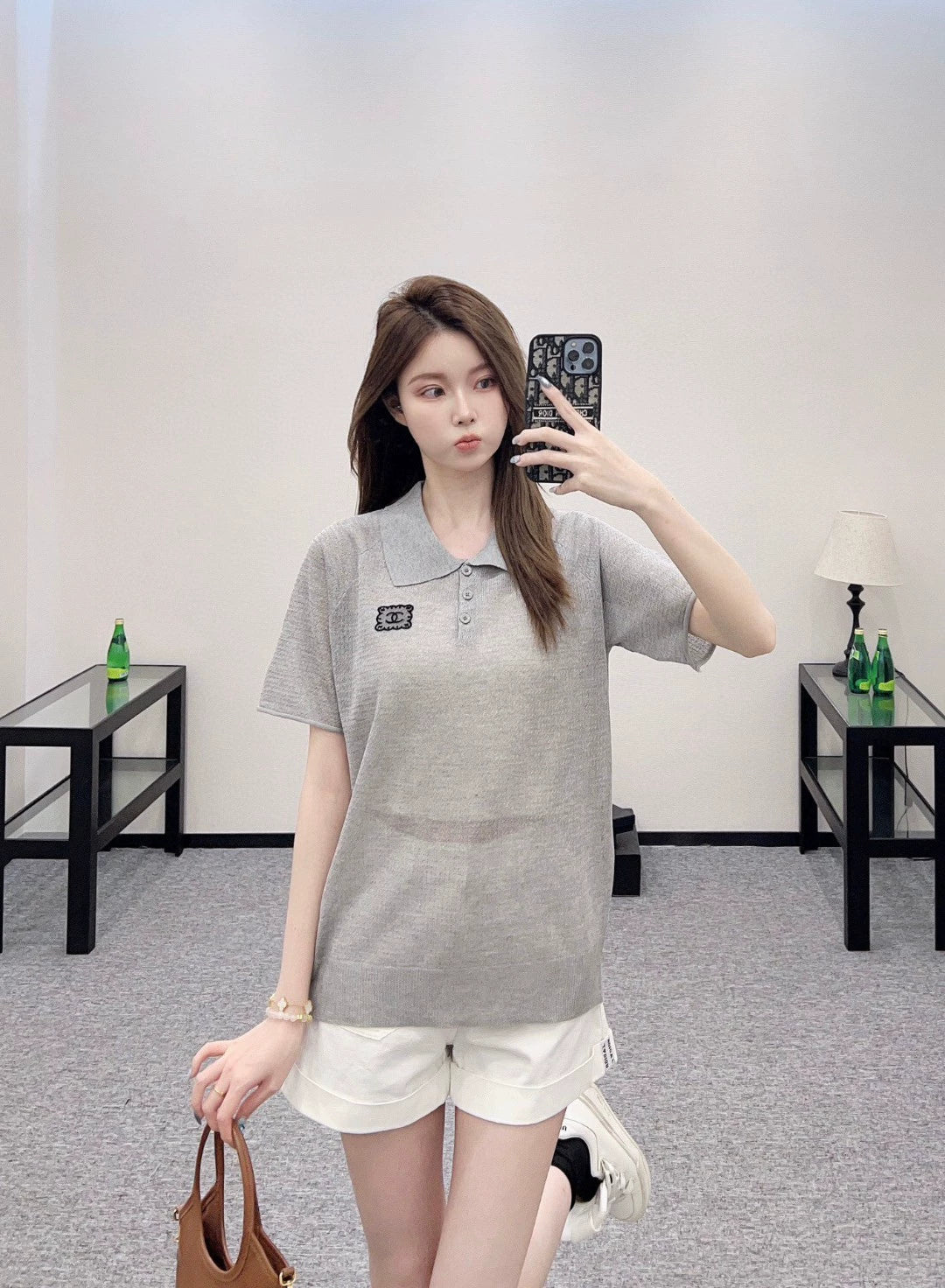 C 25 new loose lapel knitted short sleeves