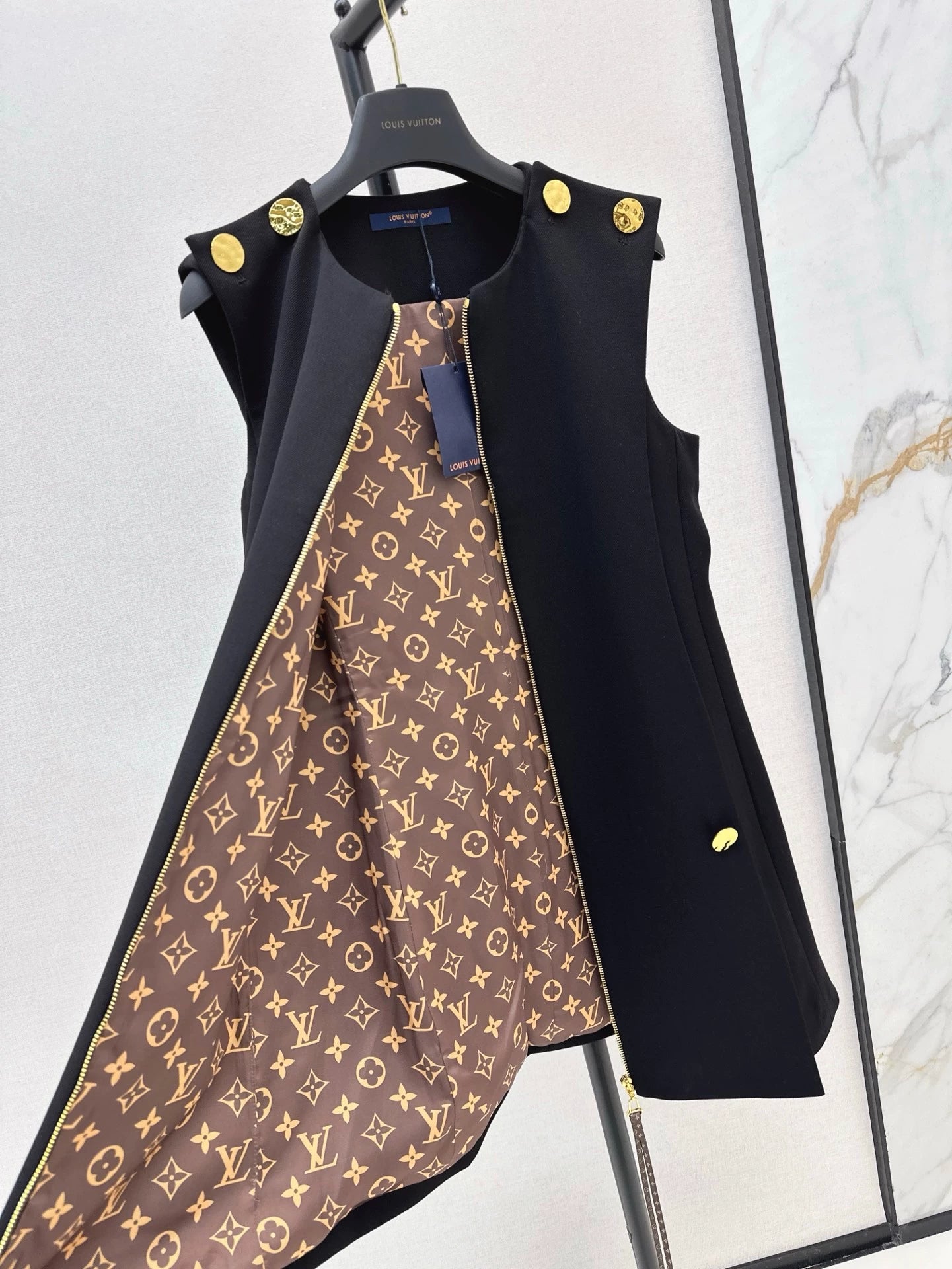L 25 new round neck zipper sleeveless dress