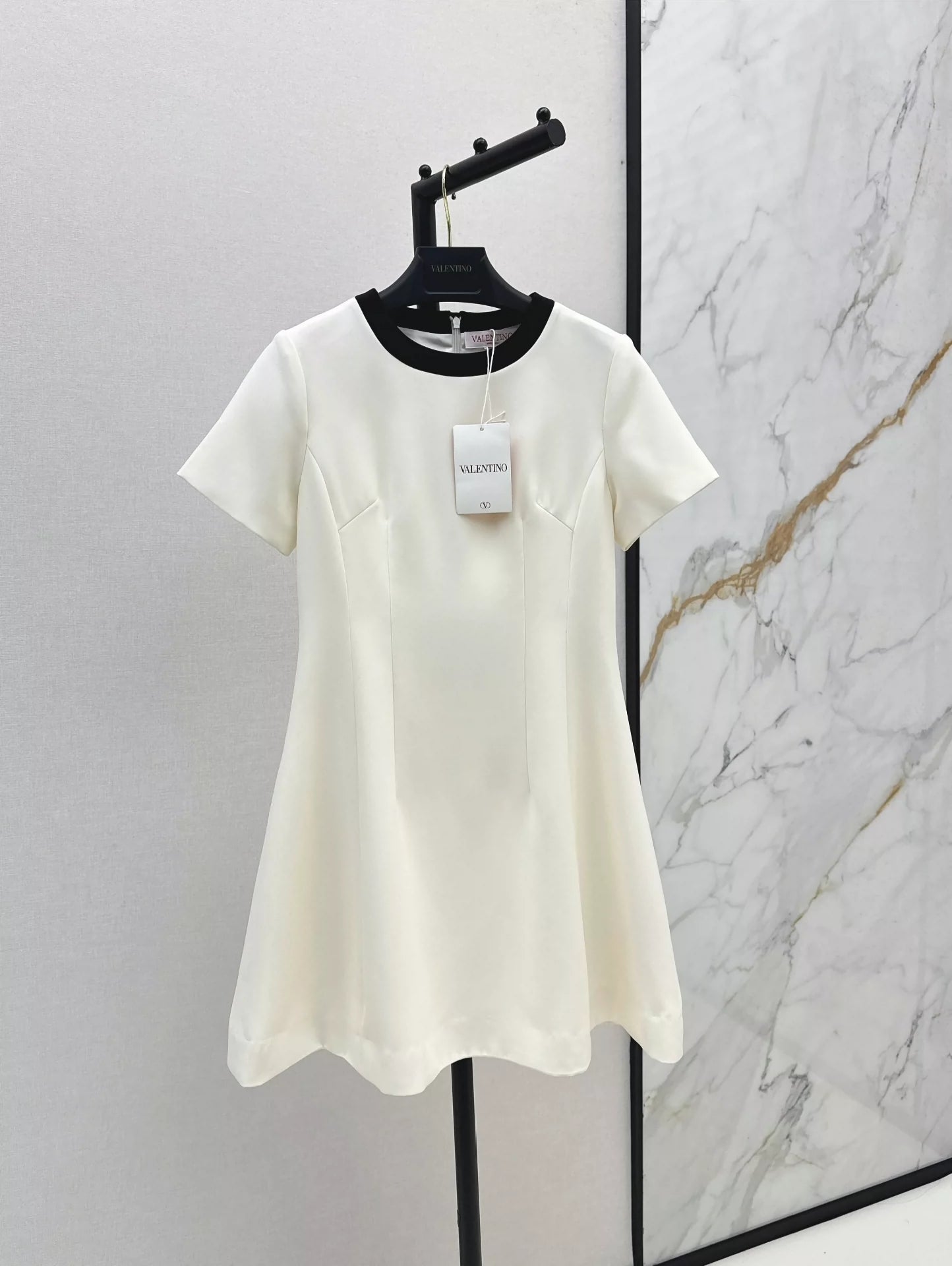 V 25 new contrast color edge bow dress