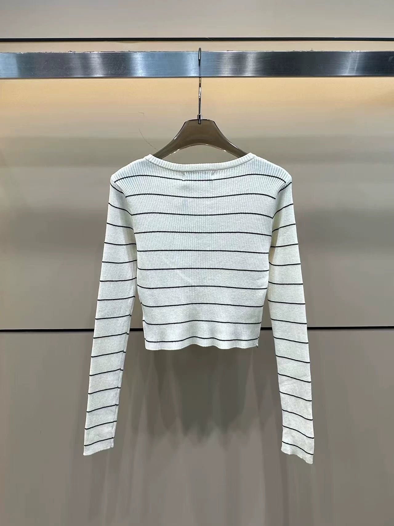 C 25 Spring and Summer New Striped Suspenders with Chest Pads + Cardigan Two-piece Set Two-piece Set