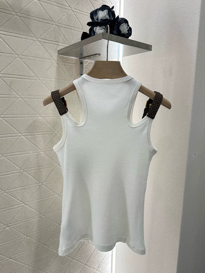 1ou 25 Leather shoulder strap with chain and cotton vest