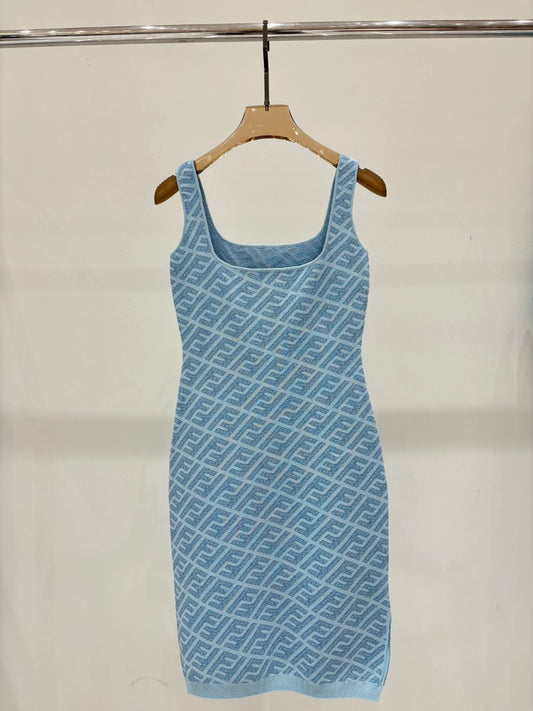 F 25 New Alphabet Slash Neck Vest Dresses(pink blue brown)