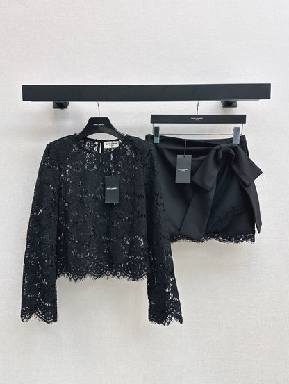 Y 25 new vintage lace top spliced lace skirt pants