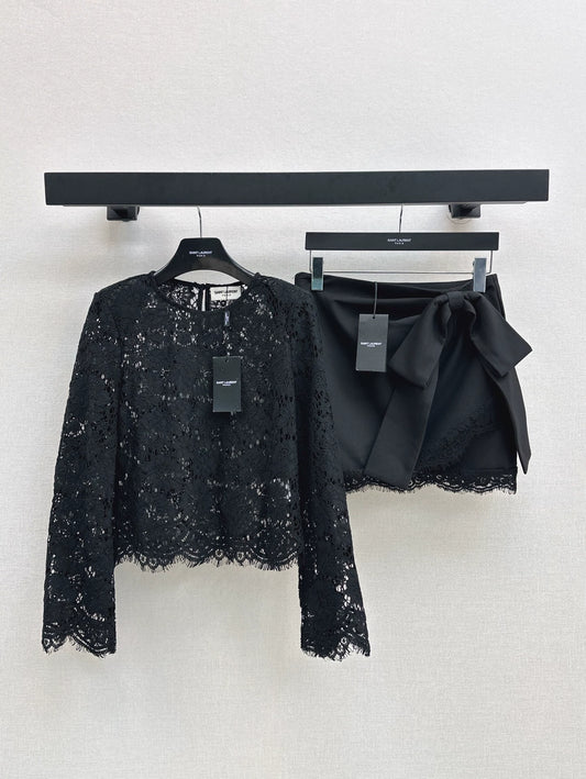 Y 25 new vintage lace top spliced lace skirt pants