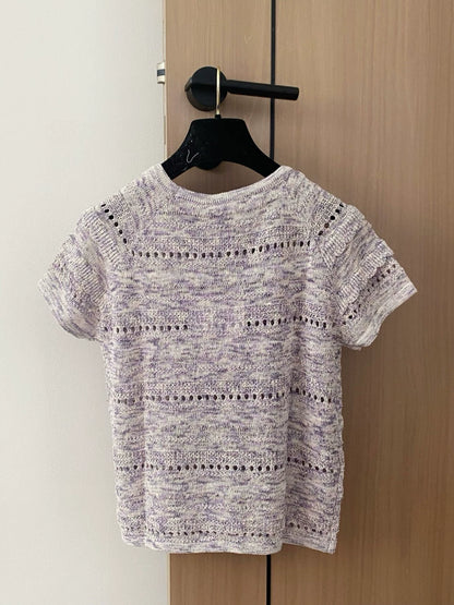 C 25 New Cutout Round Neck Short Sleeve Knit Top