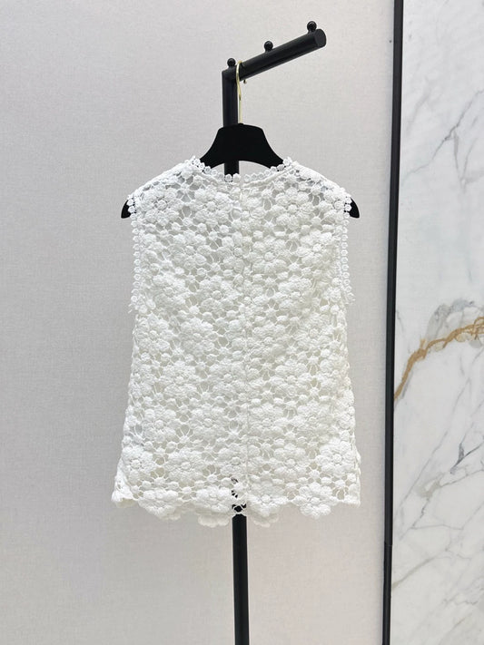 C 25 New Vintage Heavy Crochet Vest Top