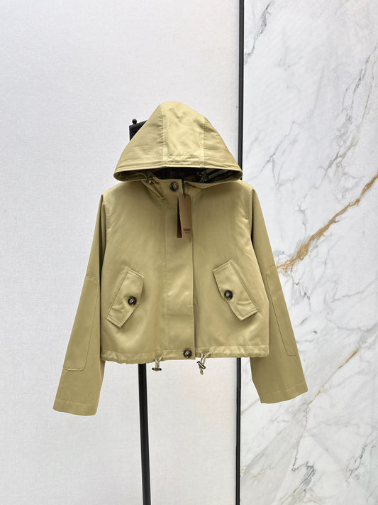 Bru 25 Classic Hooded Cropped Trench Coat