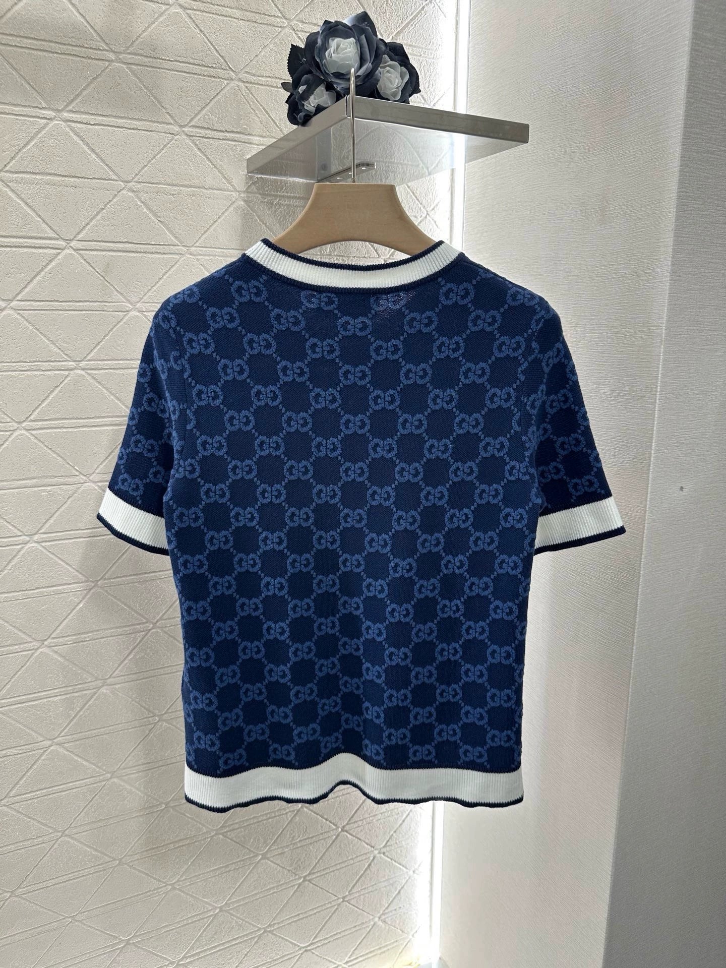 G  25 Spring and Summer New Jacquard Knit Short Sleeve Top