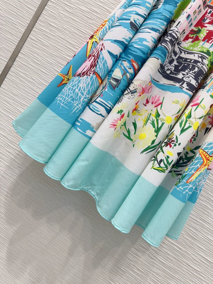 D 25 new style painted print long skirt