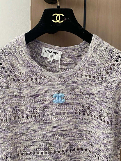 C 25 New Cutout Round Neck Short Sleeve Knit Top