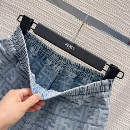 F 25 New monogrammed jacquard denim shorts