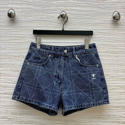 D 25 Summer Embroidery Lombard Denim Shorts