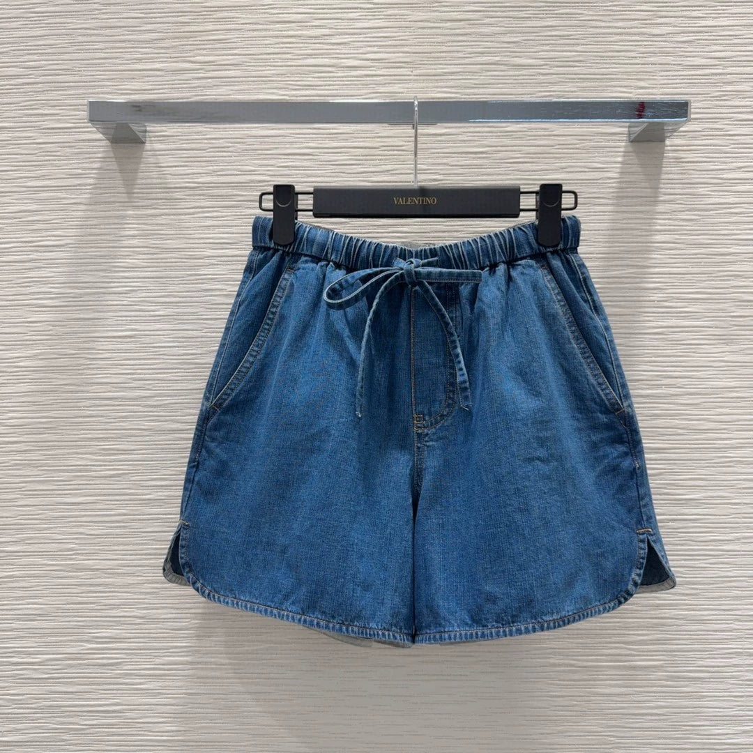 v 25 new metal buckle pocket lapel short sleeve top shorts denim suit