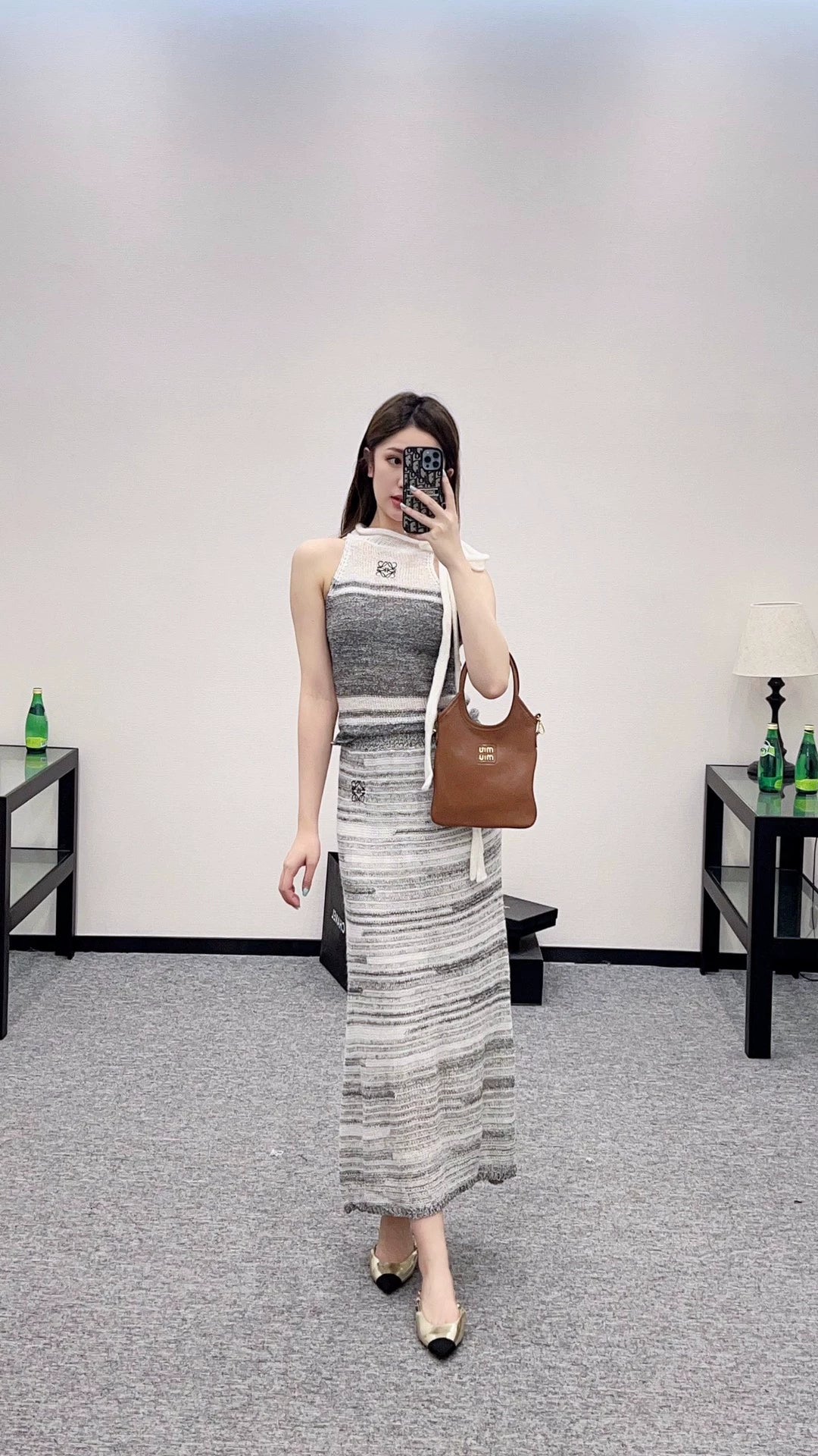 LO 25 Striped Knit Vest and Skirt Set