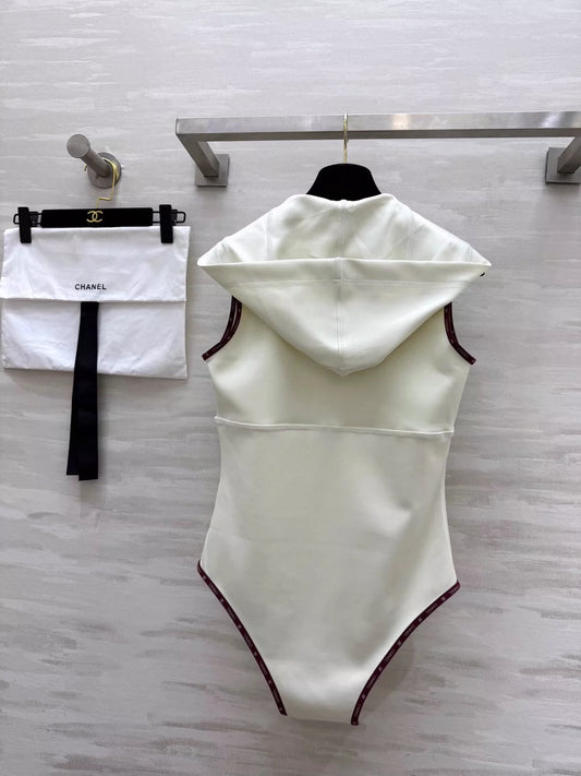 C 25 New Hooded Zipper One-piece Tankini Swimsuit