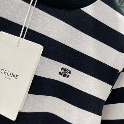 CE 25 New black and white striped short-sleeved T-shirt