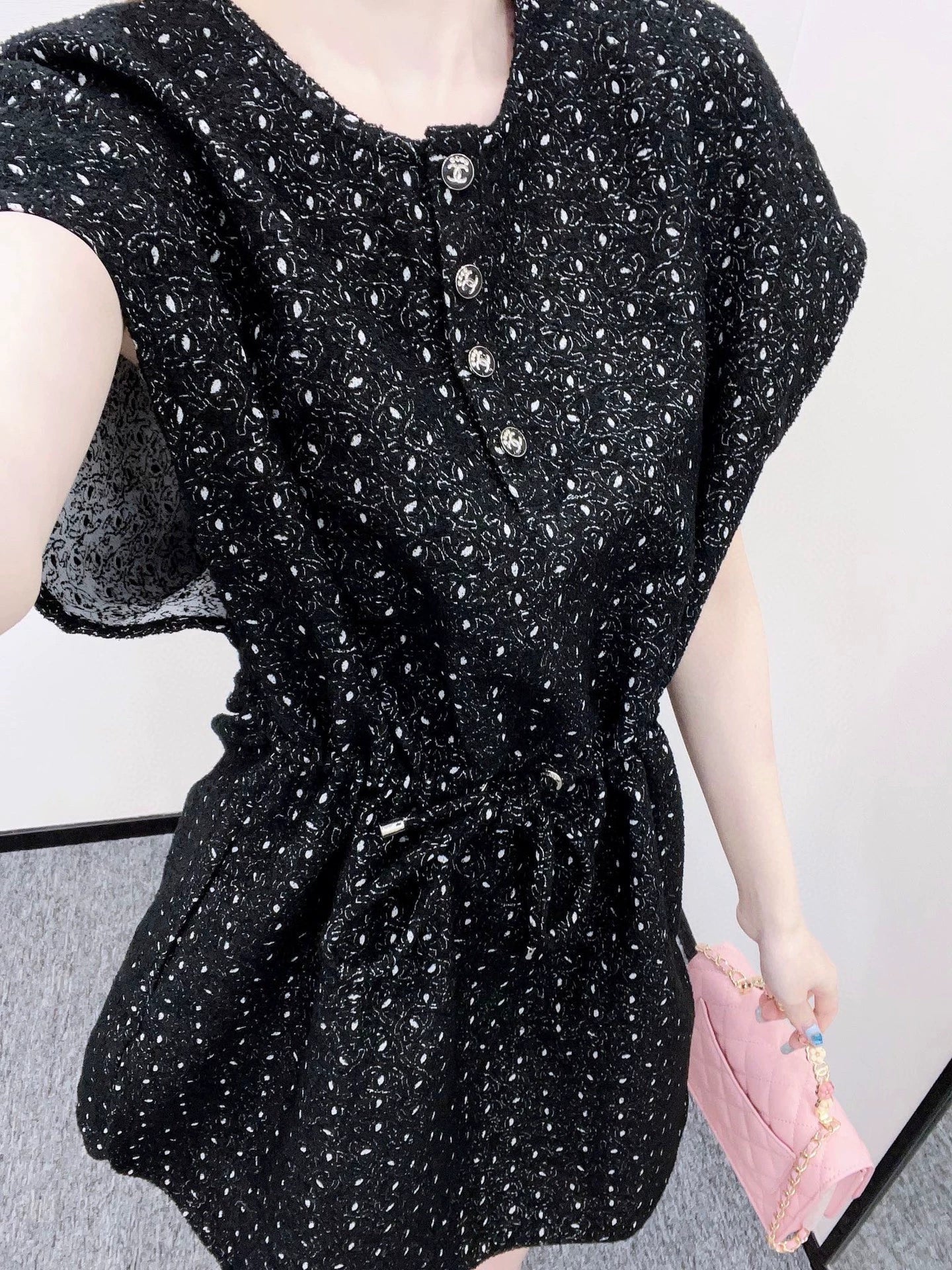 C 25 Drawstring Jacquard Dress