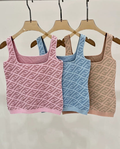 F 25 New Slanted stripes all over print casual knit undershirt