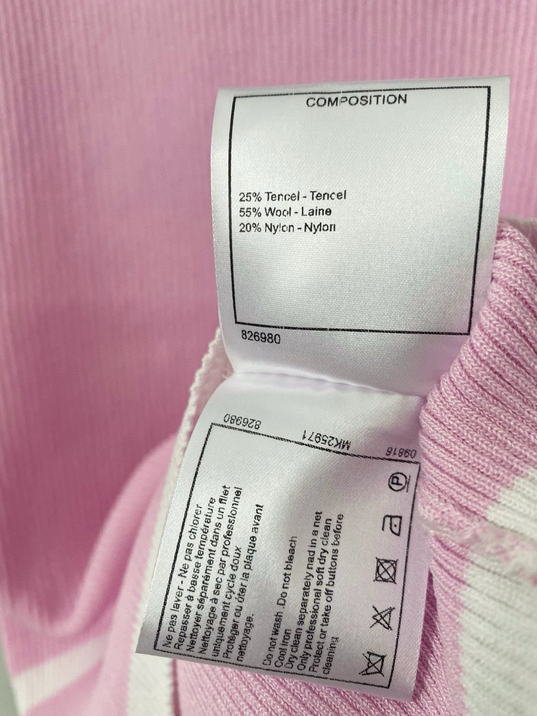 C 25 New Color Stripe Crew Neck Ruffle Sleeve Knitting(PINK NAVY YELLOW)