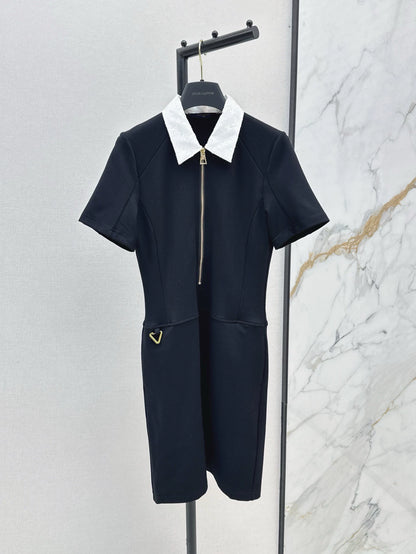 L 25 Spring/Summer New Letter Color Collision Lapel Dresses