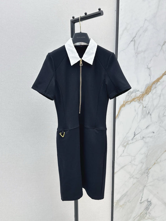 L 25 Spring/Summer New Letter Color Collision Lapel Dresses