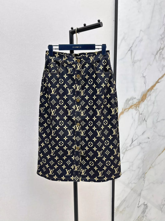 L 25 Spring/Summer New Old Flower Denim Half-body Skirt