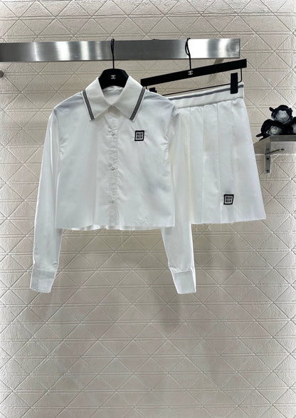 2025 Early Autumn New Arrival Short Shirt Pleated Short Skirt Suit