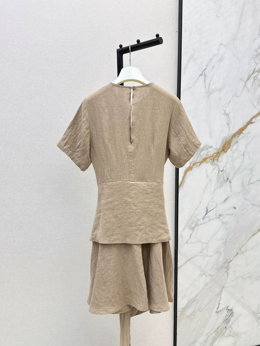 Lo 25Ss Spring/Summer French-inspired short-sleeved linen dress