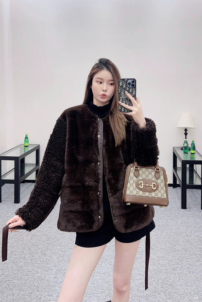 Mon 25 Teddy Plush Snap Button Down Jacket