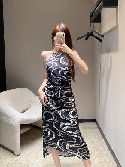 C 25Ss new style flower print sleeveless dress