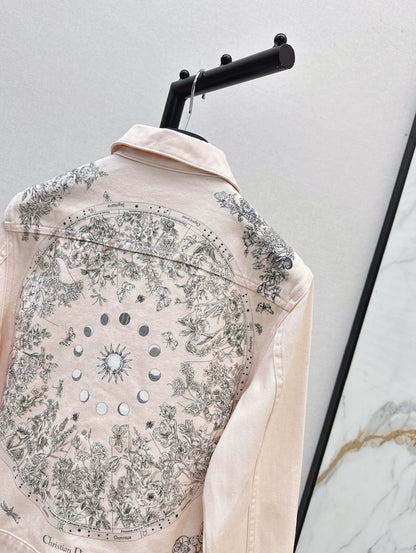 D 25Ss Early Fall New Back Print Denim Jacket（white green pink）