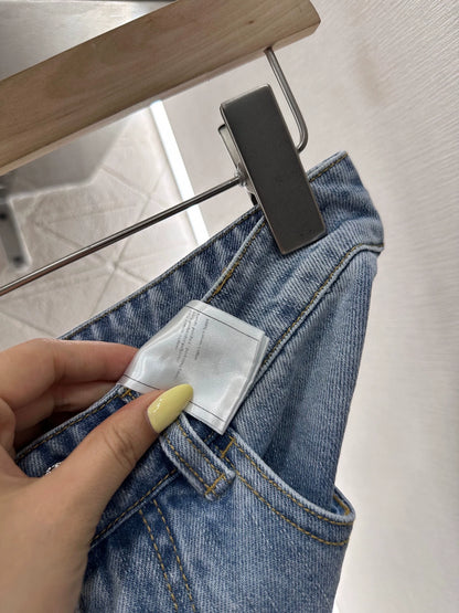 C 25 High waist washed denim shorts