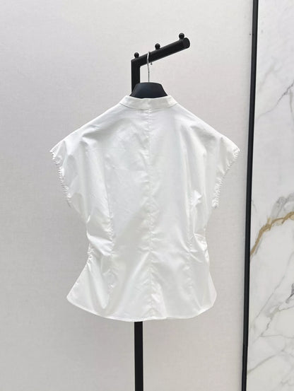 D 25 Spring/Summer New Minimalist Waisted Standing Collar Shirt