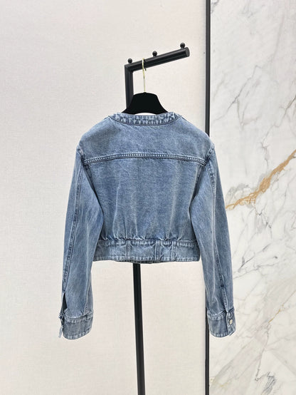 C 25 new round-neck denim jacket and trousers set