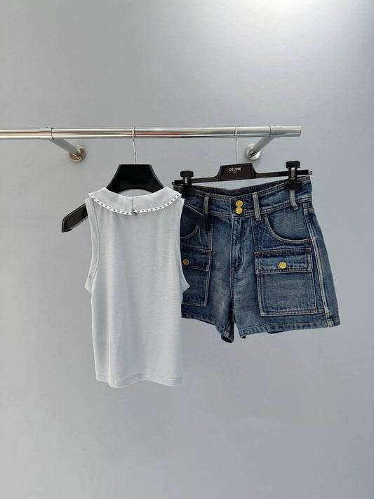 Ce 25 new style new product doll collar sleeveless top