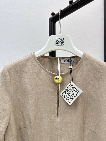 Lo 25Ss Spring/Summer French-inspired short-sleeved linen dress