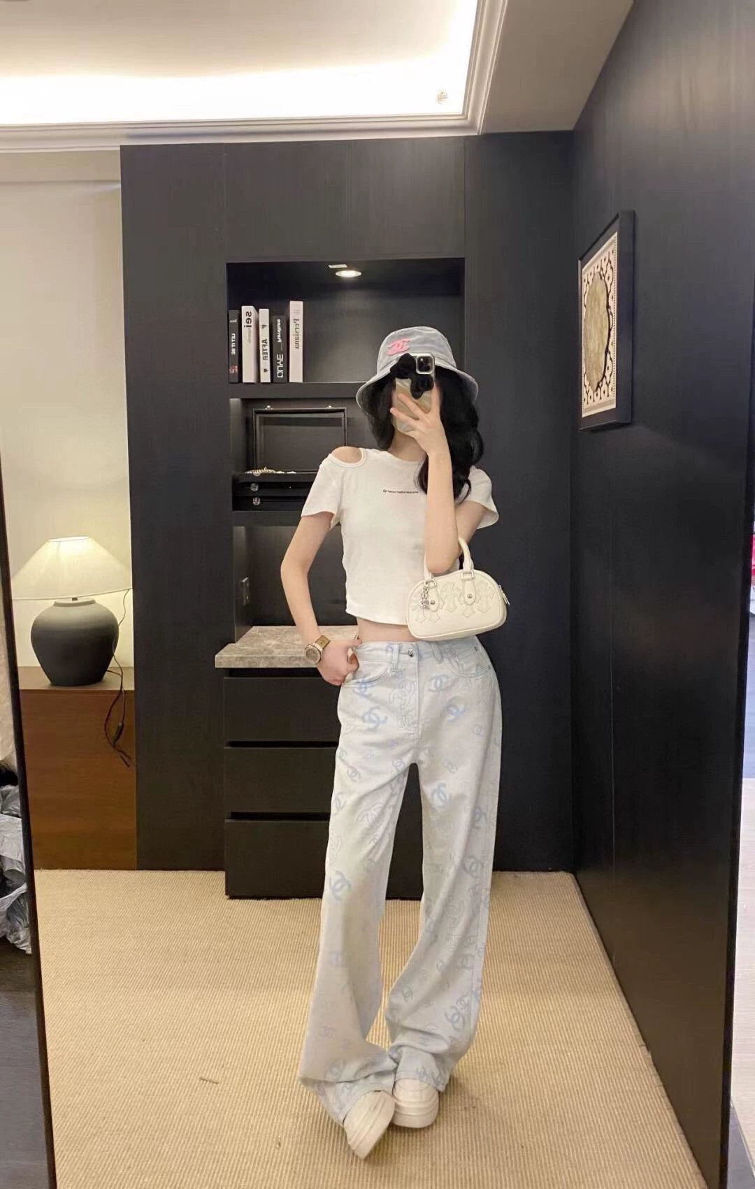 C 25 Printed Straight Jeans