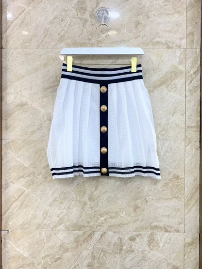 Ba 25 New Early Autumn Tulle Colorblocking Pleated Half Skirt + One-piece Tank Top