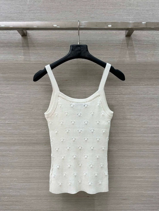 D 25 New Products Vacation Knit Polka Dot Tank Top