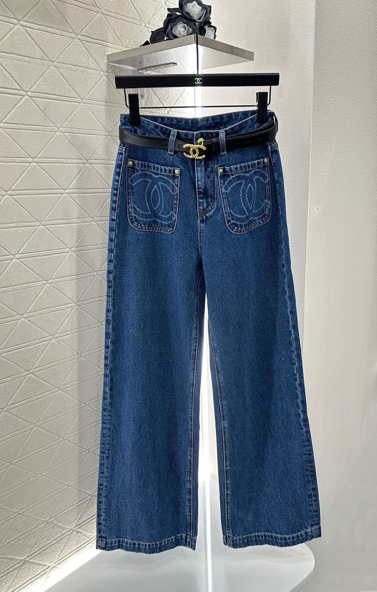 C 25Fw Early Fall New Double Pocket Decorative Jeans [With Belt]
