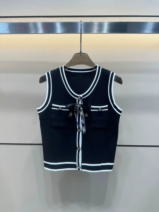 C 25 Summer new round neck bow knit undershirt