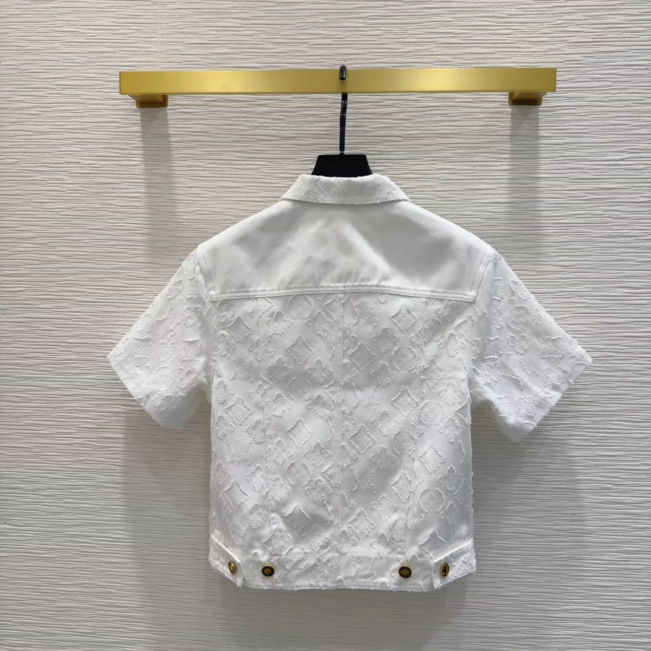 L 25 New Pocket Lapel Short Sleeve Denim Jacket