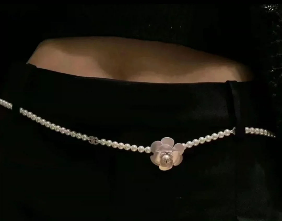 25 Summer new pink camellia multi-purpose waist chain