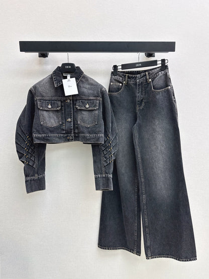 D 25 Denim jacket + straight pants set