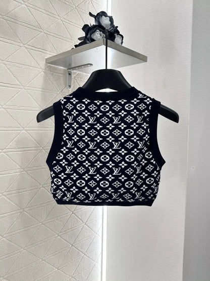 L 25 New Jacquard patchwork knitted short vest