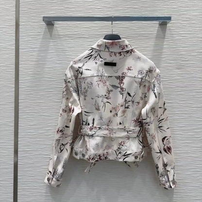 D 25 New Color Clash Printed Tie Bow Long Sleeve Jacket