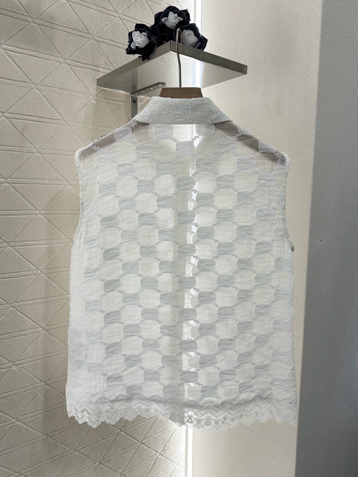 G 25 spring and summer new lace splicing jacquard sleeveless tops