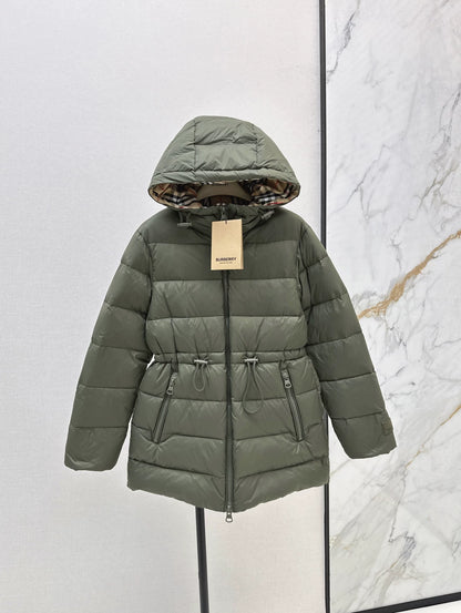 BRU 25fw Hooded, drawstring-waisted down jacket