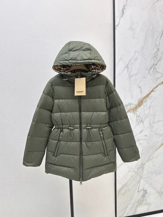 BRU 25fw Hooded, drawstring-waisted down jacket